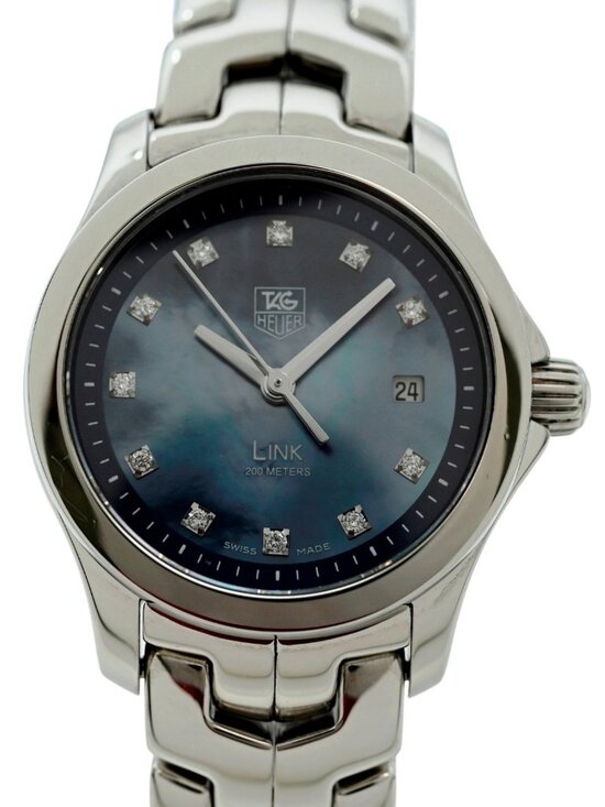 Tag Heuer 27mm Ladies Link Blue MOP Diamond Dial Swiss Made Watch! Ref: WJF131C! main image 6
